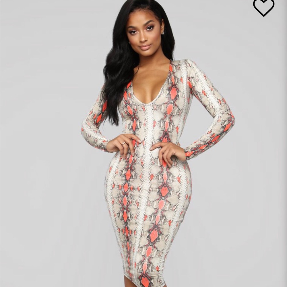 Fashion Nova Slither Thru Snake Midi Dress XL